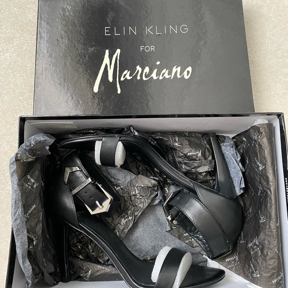 Marciano black leather heel sandals size 7 - Picture 4 of 5